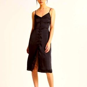 Little Black Dress | Abercrombie and Fitch Button Down Satin Midi Dress